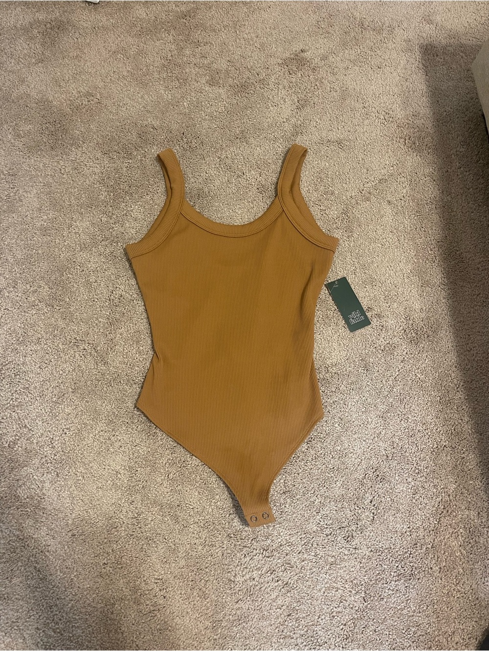 Ribbed Tank Bodysuit in Mustard